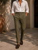 High-Waisted Linen Trousers